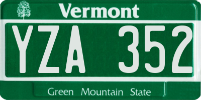 VT license plate YZA352