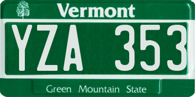 VT license plate YZA353