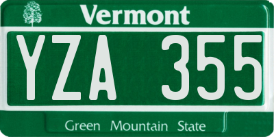 VT license plate YZA355