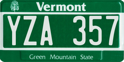 VT license plate YZA357