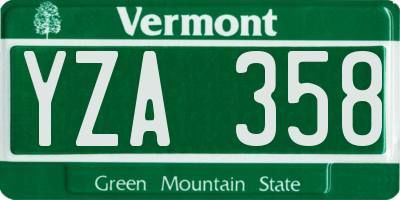 VT license plate YZA358