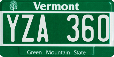VT license plate YZA360