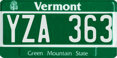 VT license plate YZA363