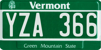 VT license plate YZA366