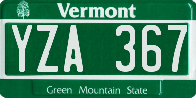 VT license plate YZA367