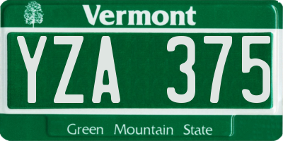 VT license plate YZA375