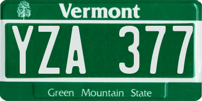VT license plate YZA377