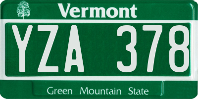 VT license plate YZA378