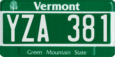 VT license plate YZA381
