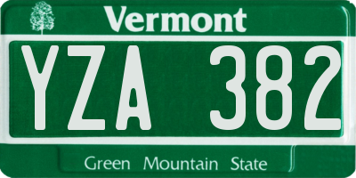VT license plate YZA382