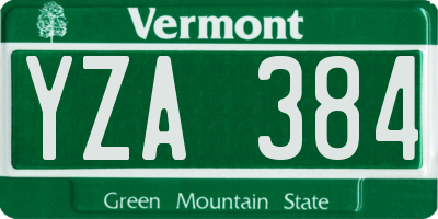 VT license plate YZA384