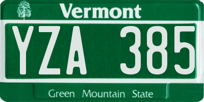 VT license plate YZA385