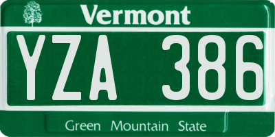 VT license plate YZA386