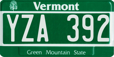 VT license plate YZA392