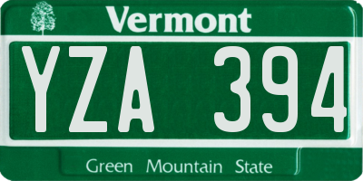 VT license plate YZA394