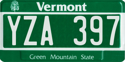 VT license plate YZA397
