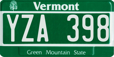 VT license plate YZA398
