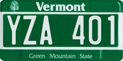 VT license plate YZA401