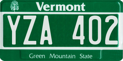 VT license plate YZA402