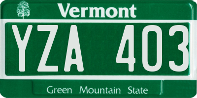 VT license plate YZA403