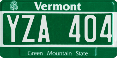VT license plate YZA404
