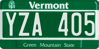 VT license plate YZA405