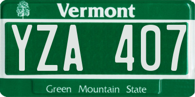 VT license plate YZA407