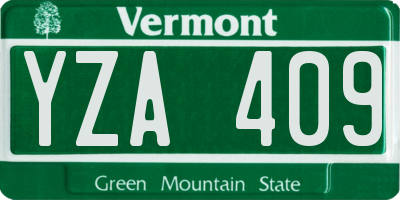 VT license plate YZA409