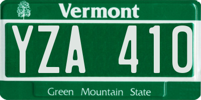 VT license plate YZA410
