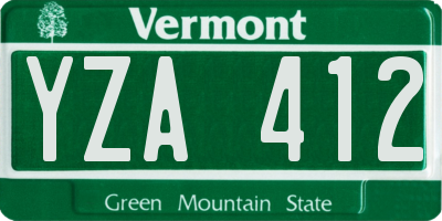 VT license plate YZA412