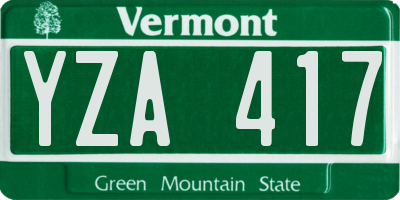 VT license plate YZA417