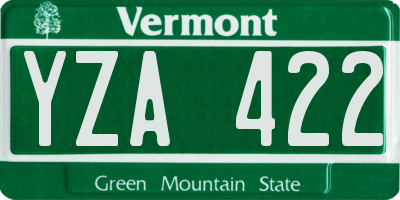 VT license plate YZA422