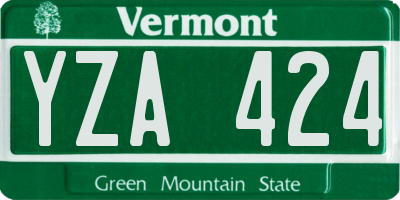 VT license plate YZA424