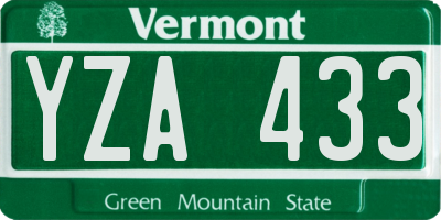 VT license plate YZA433