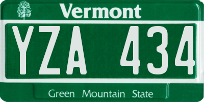 VT license plate YZA434
