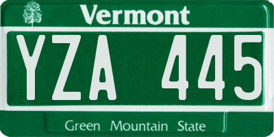 VT license plate YZA445
