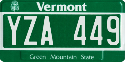 VT license plate YZA449