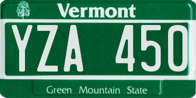 VT license plate YZA450