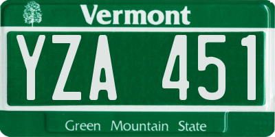 VT license plate YZA451