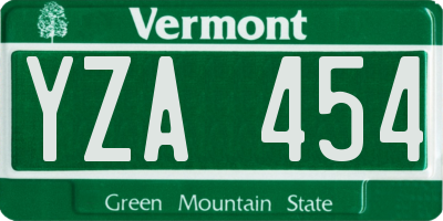 VT license plate YZA454