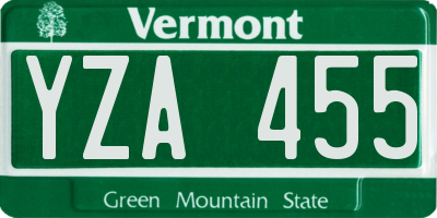VT license plate YZA455