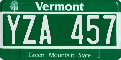 VT license plate YZA457