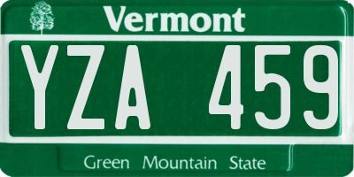 VT license plate YZA459