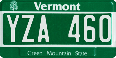 VT license plate YZA460