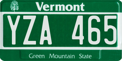 VT license plate YZA465
