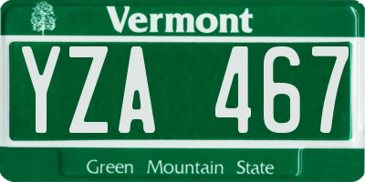 VT license plate YZA467