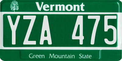 VT license plate YZA475