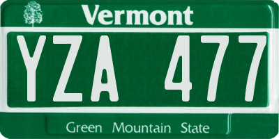 VT license plate YZA477