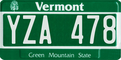 VT license plate YZA478