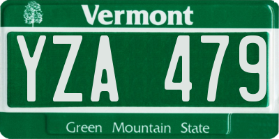 VT license plate YZA479